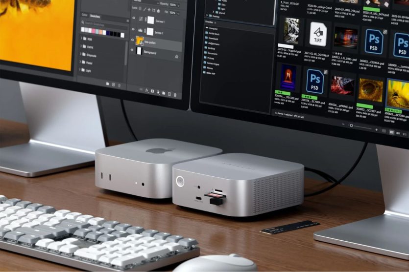 Док-станція Satechi Thunderbolt 5 CubeDock у форматі Mac mini на робочому столі